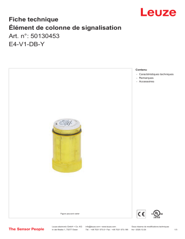 Leuze E4-V1-DB-Y Signalsäulenelement Manuel utilisateur | Fixfr