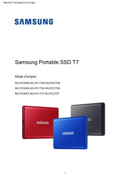 Samsung T7 MU-PC500H/WW | Disque SSD externe portable 500Go Manuel utilisateur