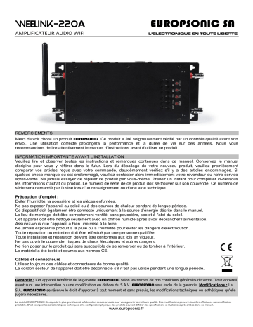 Europsonic WEELINK 220A Amplificatore wifi 2 x 40W Manuel du propriétaire | Fixfr