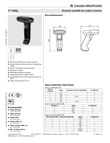 Leuze IT 1300g-2 Mobiler Barcodeleser Guide de démarrage rapide | Fixfr