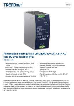 Trendnet TI-S24052 240W, 52V DC, 4.61A AC to DC DIN-Rail Power Supply Fiche technique