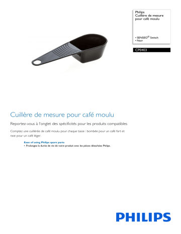 Philips CP0403/01 Cuillère de mesure pour café moulu Manuel utilisateur | Fixfr