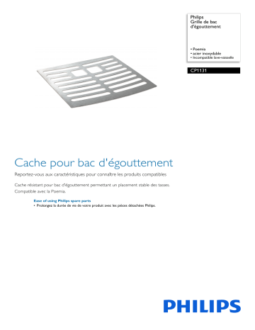 Philips CP1131/01 Grille de bac d'égouttement Manuel utilisateur | Fixfr