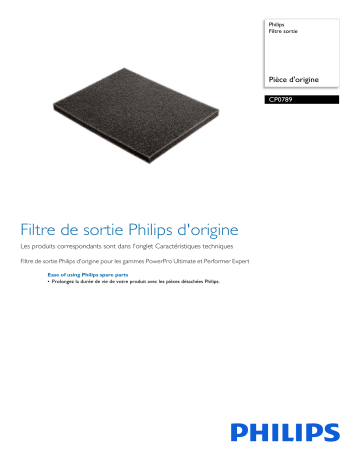 Philips CP0789/01 Filtre sortie Manuel utilisateur | Fixfr
