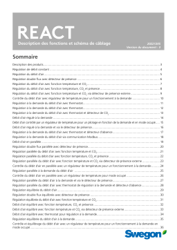 Swegon REACT ALS, REACT Parasol Zenith, REACT M, REACT P, REACT P-X, REACT V Description des fonctions et Manuel du propriétaire