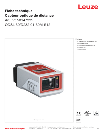 Leuze ODSL 30/D232.01-30M-S12 Optischer Abstandssensor Manuel utilisateur | Fixfr