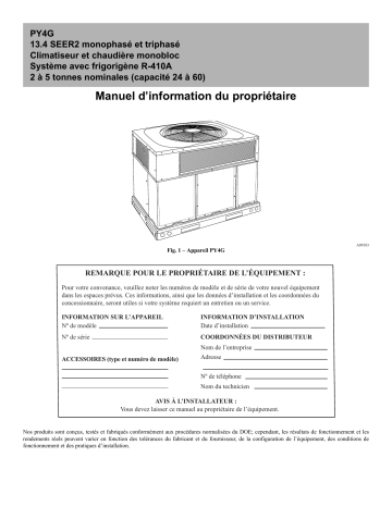 Payne PY4G Packaged Gas Furnace/Air Conditioner Combination 14 Manuel du propriétaire | Fixfr