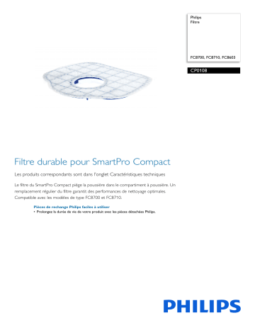 Philips CP0108/01 Filtre Manuel utilisateur | Fixfr