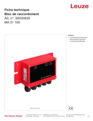 Leuze MA 31 100 Anschlussteil Manuel utilisateur | Fixfr