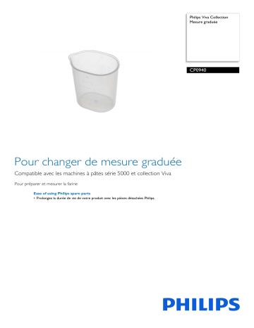 Philips CP0940/01 Viva Collection Mesure graduée Manuel utilisateur | Fixfr