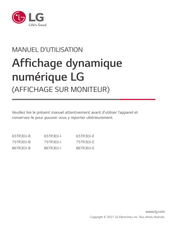 86TR3DJ-B | 65TR3DJ-B | LG 75TR3DJ-B Manuel du propriétaire | Fixfr