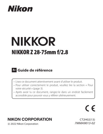 Nikon NIKKOR Z 28-75mm f/2.8 Guide de référence | Fixfr