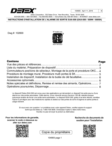 Detex EAX-500 Guide d'installation | Fixfr