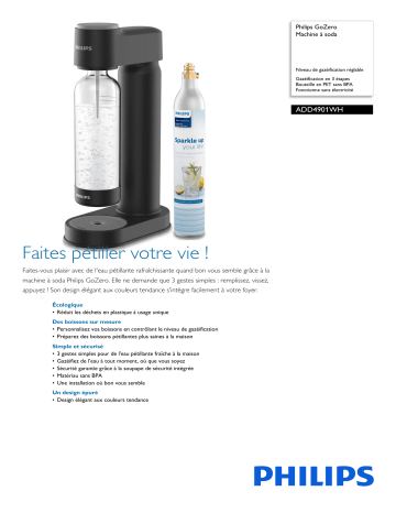 Philips ADD4901WH/10 GoZero Machine à soda Manuel utilisateur | Fixfr