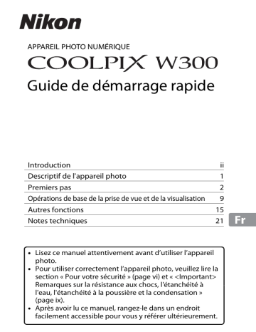 Nikon COOLPIX W300 Guide de démarrage rapide | Fixfr