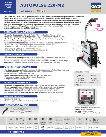 GYS AUTOPULSE 220-M2 208/240V (standard UL) - 2 TORCHES INCLUDED Fiche technique | Fixfr