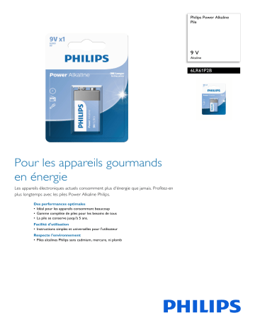 Philips 6LR61P2B/10 Power Alkaline Pile Manuel utilisateur | Fixfr