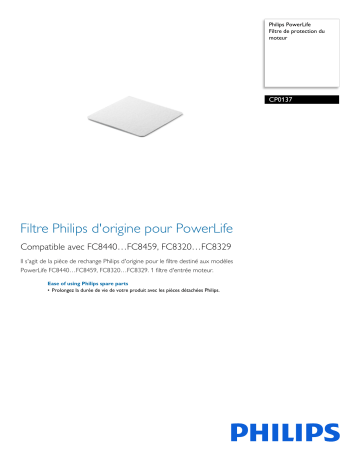 Philips CP0137/01 PowerLife Filtre de protection du moteur Manuel utilisateur | Fixfr