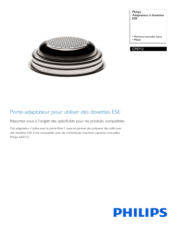 Philips CP0712/01 Adaptateur à dosettes ESE Manuel utilisateur | Fixfr