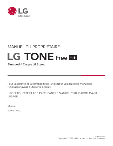 LG TONE-TF8Q Manuel du propriétaire | Fixfr