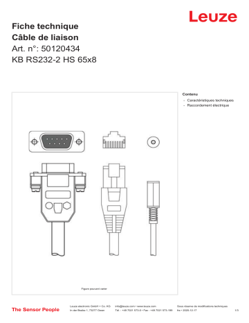 Leuze KB RS232-2 HS 65x8 Verbindungsleitung Manuel utilisateur | Fixfr