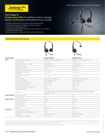 Engage 50 Mono | Jabra Engage 50 Stereo / Mono spécification | Fixfr