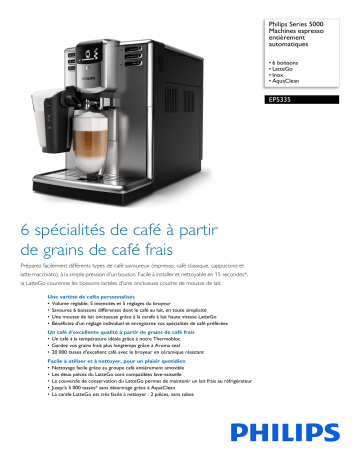 Philips EP5335/10R1 Series 5000 Machines espresso entièrement automatiques Manuel utilisateur | Fixfr
