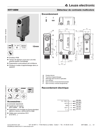 KRT18BM.H3/G6X-M12 | Leuze KRT18BM.V3/G6X-M12 Kontrasttaster Manuel utilisateur | Fixfr