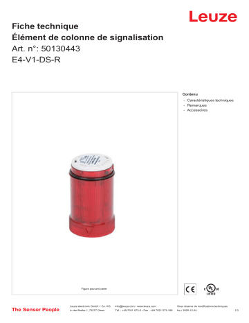 Leuze E4-V1-DS-R Signalsäulenelement Manuel utilisateur | Fixfr