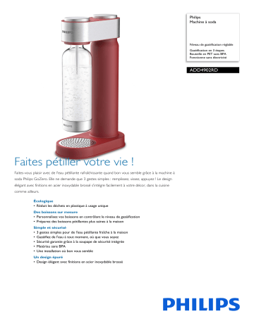 Philips ADD4902RD/10 Machine à soda Manuel utilisateur | Fixfr