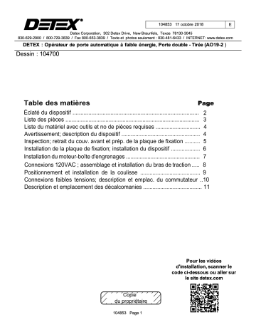 Detex AO19-2 (Pull) Guide d'installation | Fixfr