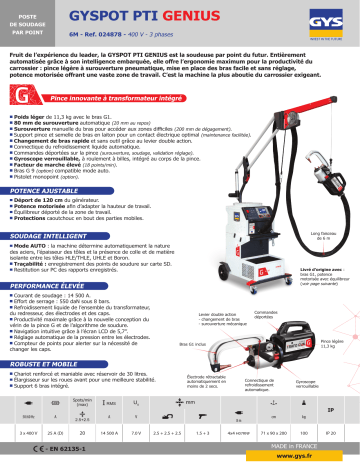 GYS PACK GYSPOT INVERTER PTI.G - 400V Fiche technique | Fixfr