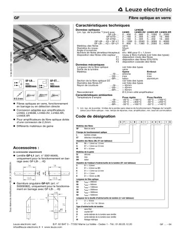 GF-ETG-BR-610-IQ | Leuze GF-ETG-SS-610-IQ Glasfaser-Lichtleiter Taster Manuel utilisateur | Fixfr