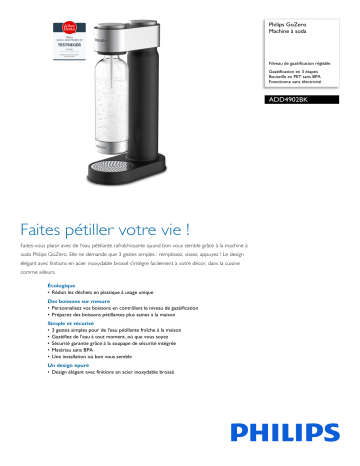 Philips ADD4902BK/10 GoZero Machine à soda Manuel utilisateur | Fixfr