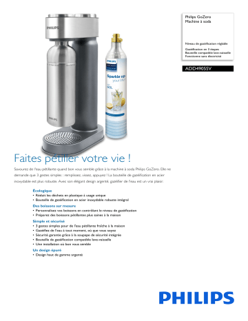 Philips ADD4905SV/10 GoZero Machine à soda Manuel utilisateur | Fixfr