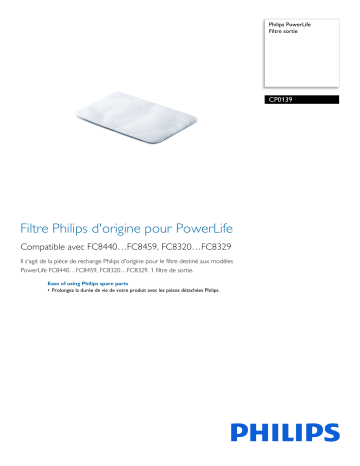 Philips CP0139/01 PowerLife Filtre sortie Manuel utilisateur | Fixfr