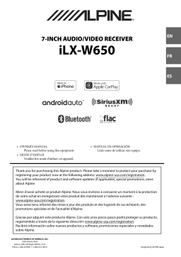 Alpine iLX-W650 and KTA-450 Package Receiver Manuel du propriétaire