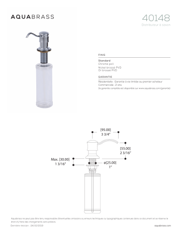 aquabrass 40148 Soap Dispenser spécification | Fixfr