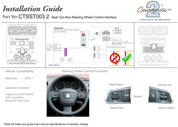 Connects2 CTSST003.2 Seat Steering Wheel Control Interface Guide d'installation | Fixfr