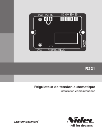 Leroy-Somer R221 Analog AVR Manuel utilisateur | Fixfr