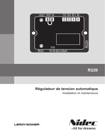 Leroy-Somer R220 Analog AVR Manuel utilisateur | Fixfr