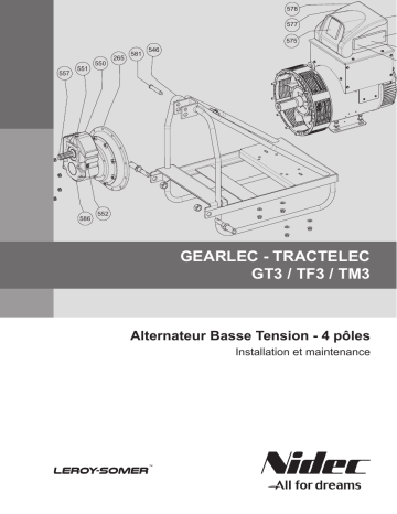 Leroy-Somer GEARLEC-TRACTELEC GT3/TF3/TM3 Generator for agricultural tractor Manuel utilisateur | Fixfr