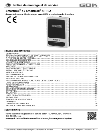 GOK SmartBox 4 / SmartBox 4 PRO Mode d'emploi | Fixfr