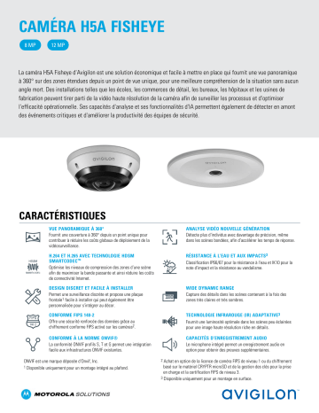 Avigilon H5A Fisheye Camera Fiche technique | Fixfr