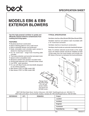 Best EB9 Exterior Blower 890 Max Blower CFM spécification | Fixfr