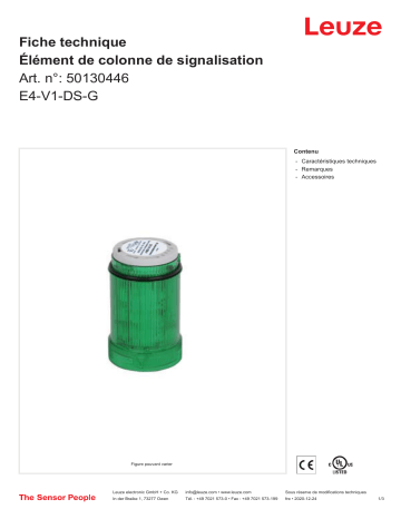 Leuze E4-V1-DS-G Signalsäulenelement Manuel utilisateur | Fixfr