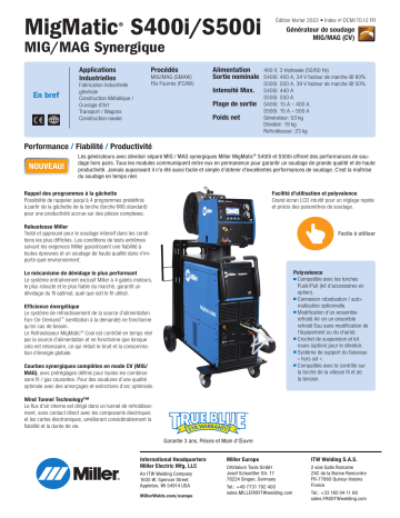 MigMatic® S400i | Miller MigMatic® S500i spécification | Fixfr