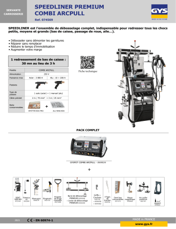 GYS SPEEDLINER PREMIUM V2 COMBI ARCPULL Fiche technique | Fixfr