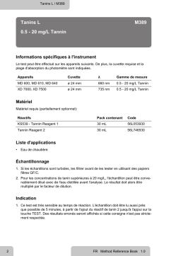 Lovibond Single Method M389 - Tannin L Manuel utilisateur