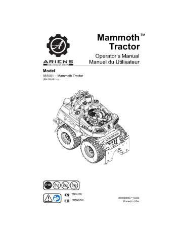 Ariens 951001 Mammoth 850 Manuel utilisateur | Fixfr